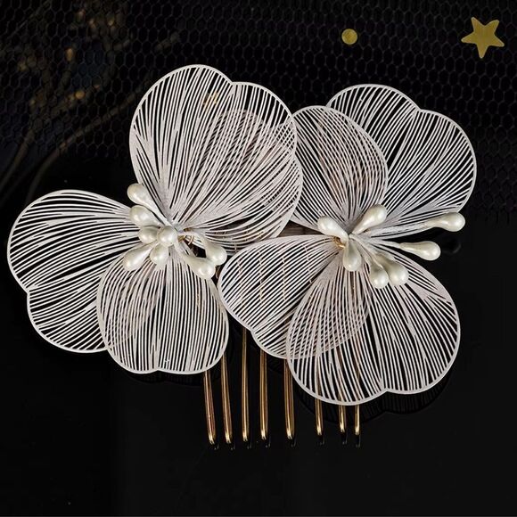 Silver Floral Beach Hair Comb Accessory New - Picture 4 of 11